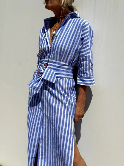 Héloïse™ | Chic Robe Chemise Rayée