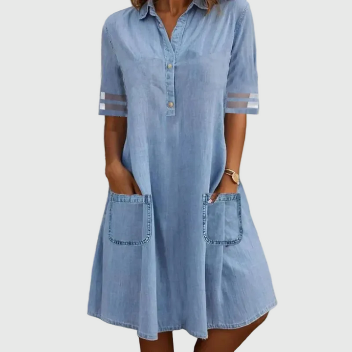Camille | Robe Mini en Denim Fluide