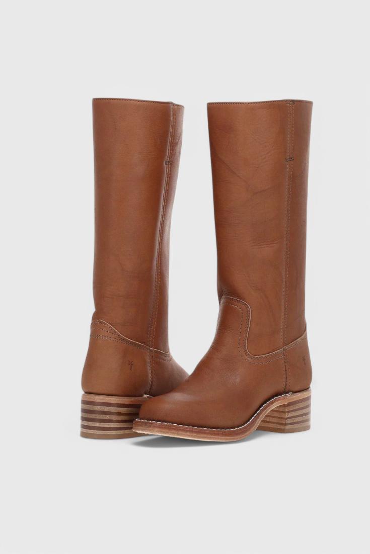 Bottes Femmes au Genou avec Talon Empilé et Bout Rond Classique