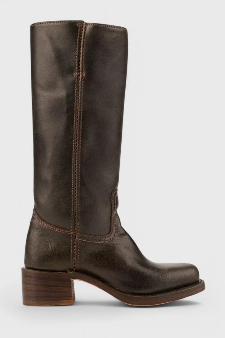 Bottes Femmes au Genou avec Talon Empilé et Bout Rond Classique