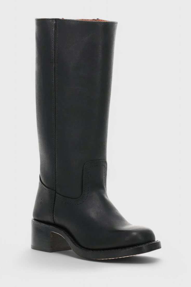 Bottes Femmes au Genou avec Talon Empilé et Bout Rond Classique