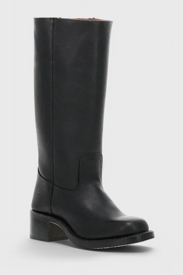 Bottes Femmes au Genou avec Talon Empilé et Bout Rond Classique
