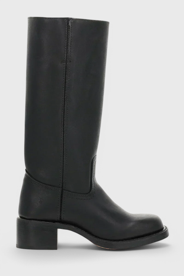 Bottes Femmes au Genou avec Talon Empilé et Bout Rond Classique