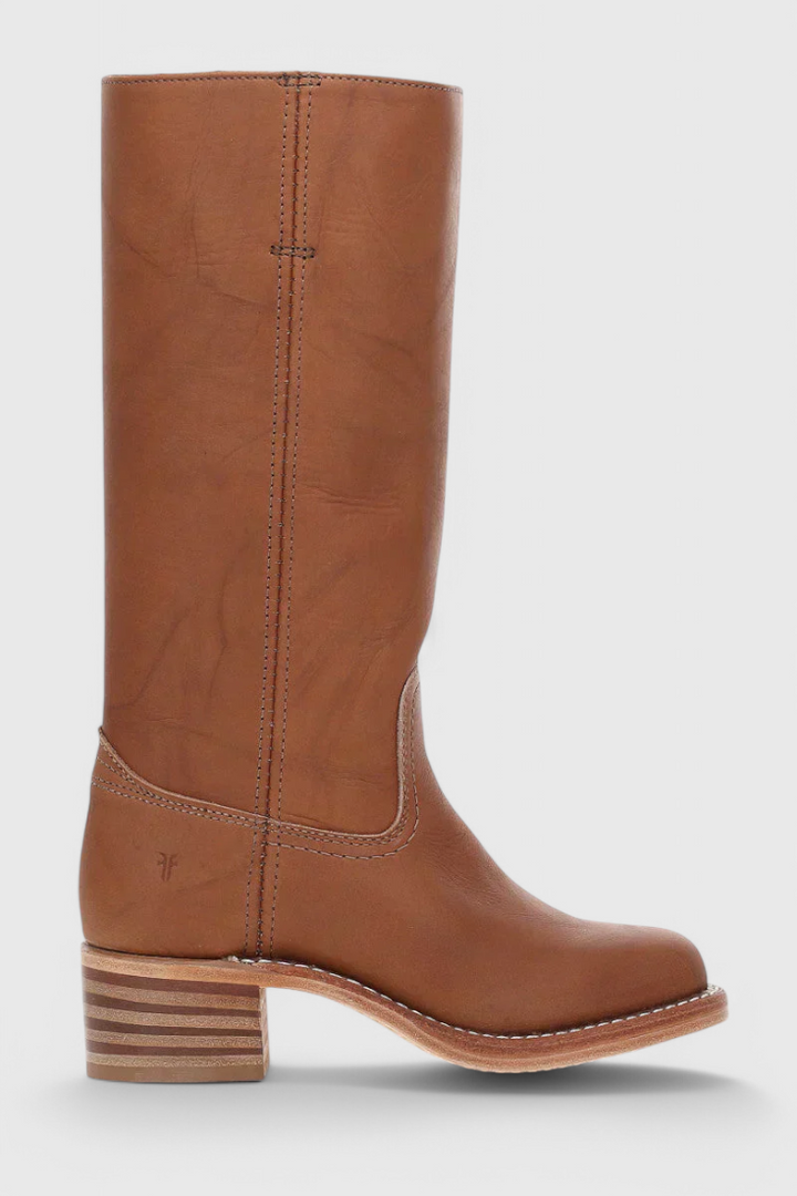 Bottes Femmes au Genou avec Talon Empilé et Bout Rond Classique