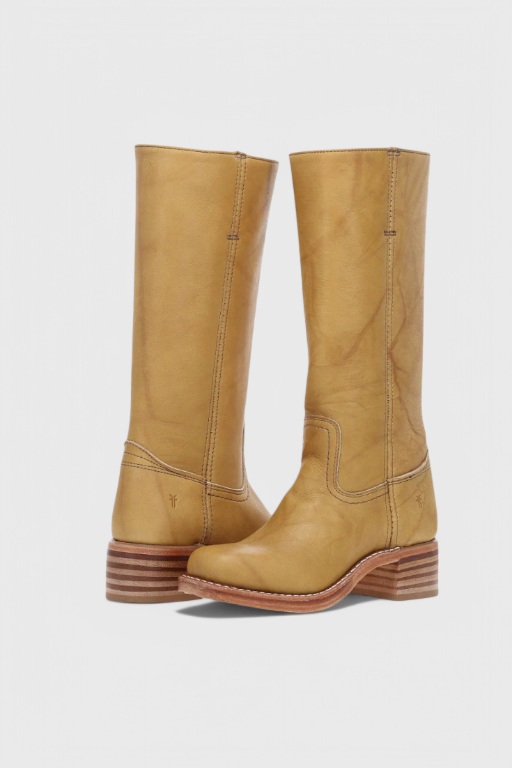 Bottes Femmes au Genou avec Talon Empilé et Bout Rond Classique