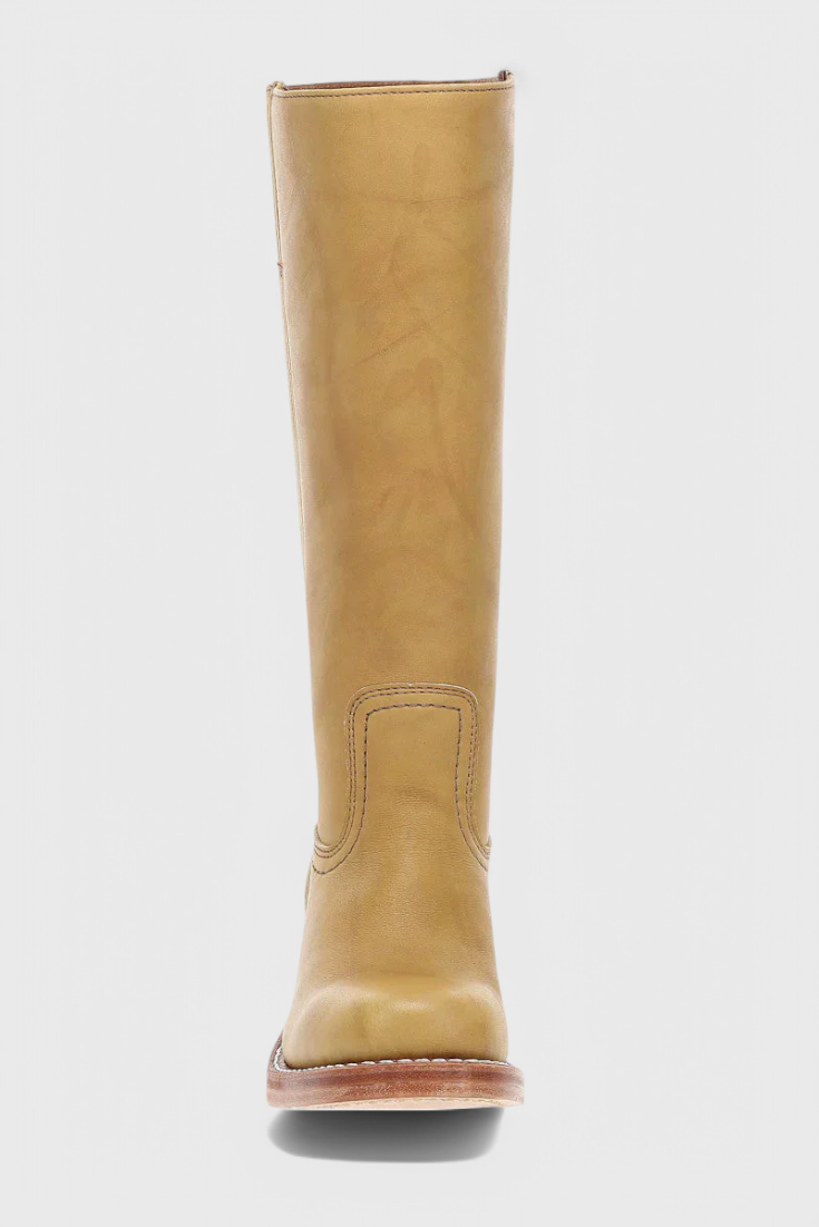 Bottes Femmes au Genou avec Talon Empilé et Bout Rond Classique