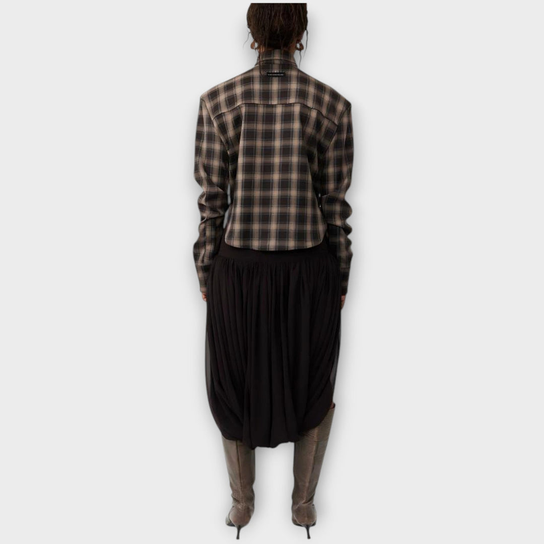 Blouse Rayée avec Découpe et Jupe Drapée