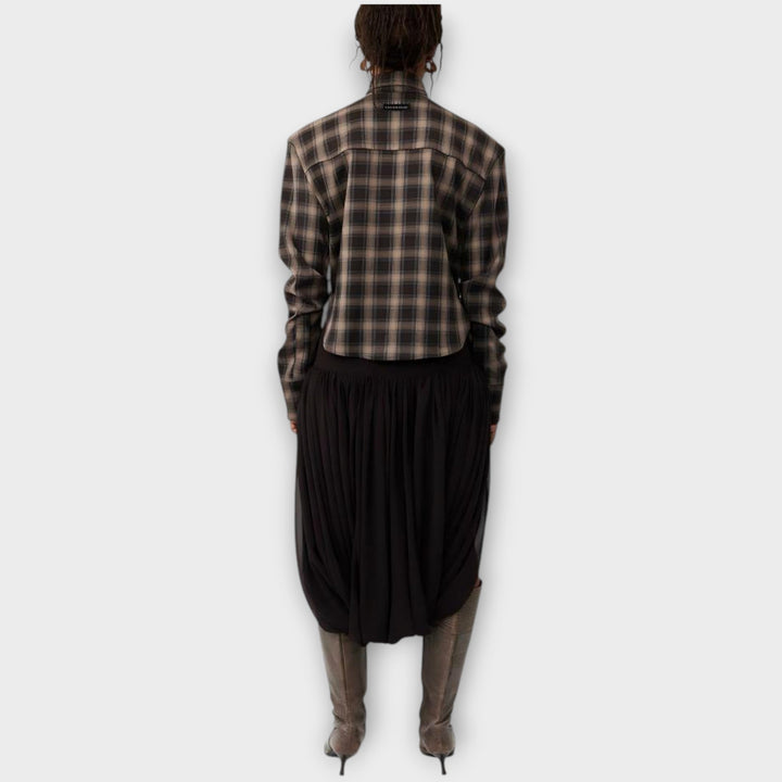 Blouse Rayée avec Découpe et Jupe Drapée