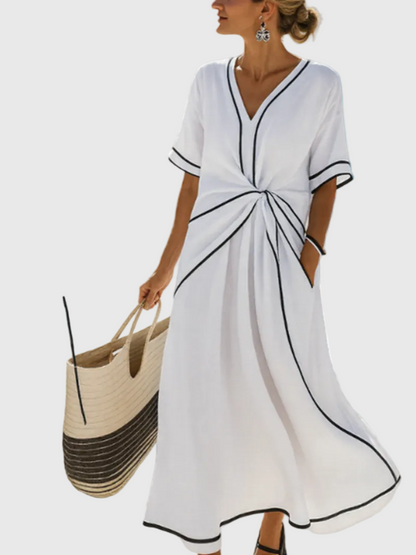 Helena | Robe Maxi Côte Drapée