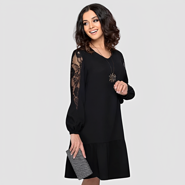 Colette – Robe Midi Féminine à Manches Longues
