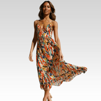 Chiara - Robe Midi Colorée Femme | Élégance Estivale