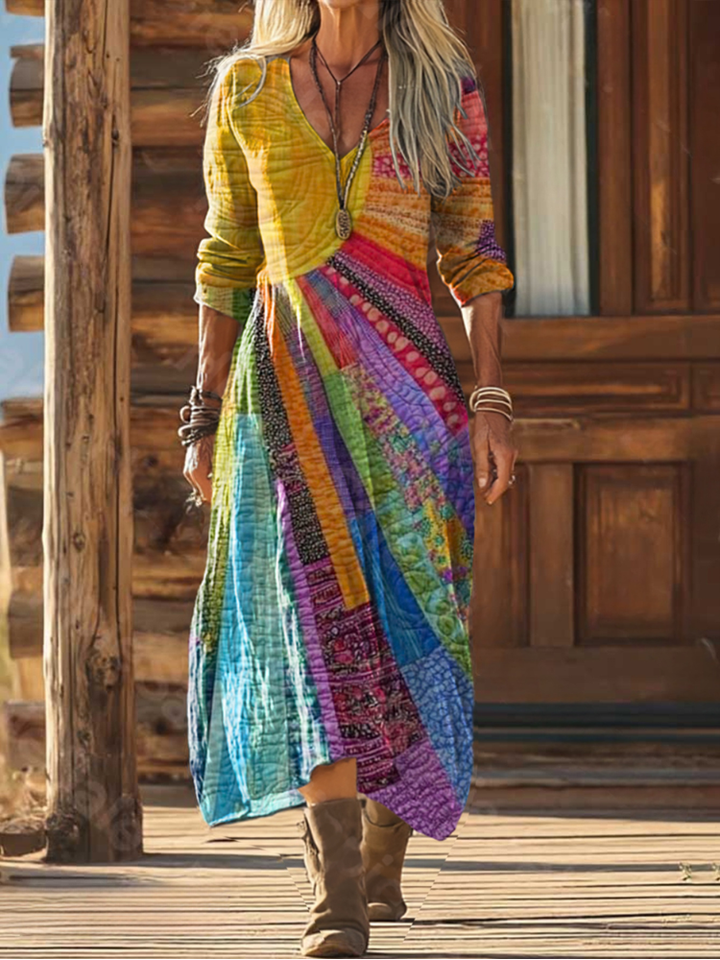 DELILAH – ROBE MAXI PATCHWORK BOHÉMIENNE
