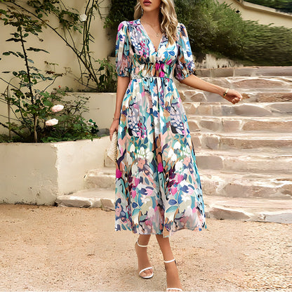 Harper - Robe Midi avec Décolleté en V