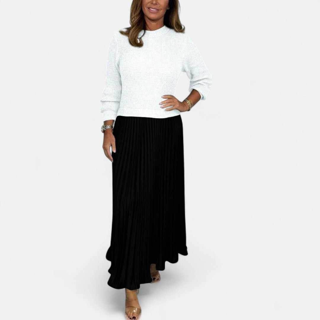 Claudia - Robe maxi avec pull et jupe plissée