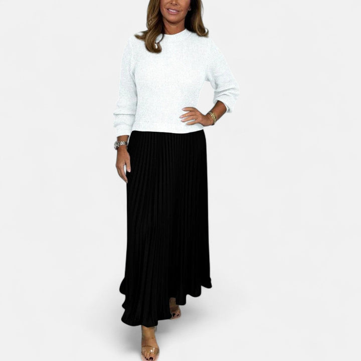 Claudia - Robe maxi avec pull et jupe plissée