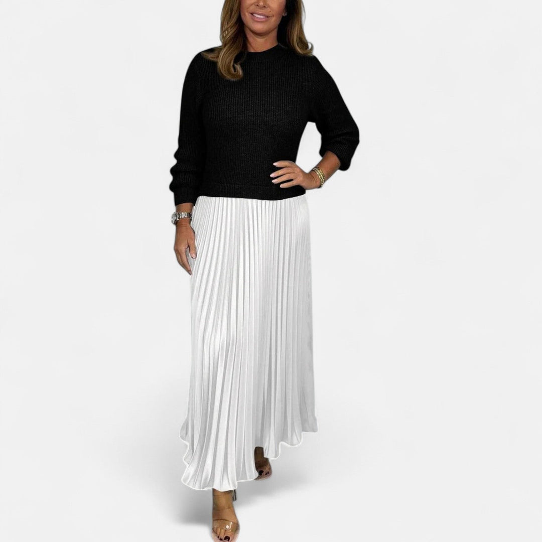 Claudia - Robe maxi avec pull et jupe plissée