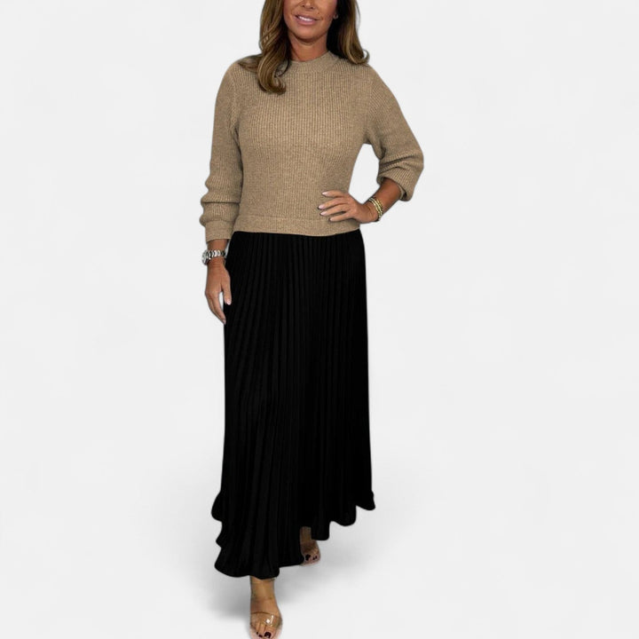 Claudia - Robe maxi avec pull et jupe plissée