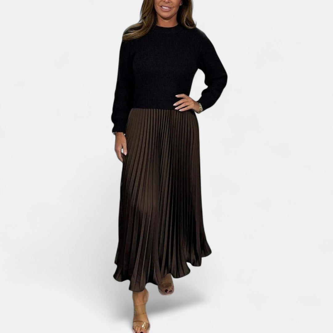 Claudia - Robe maxi avec pull et jupe plissée