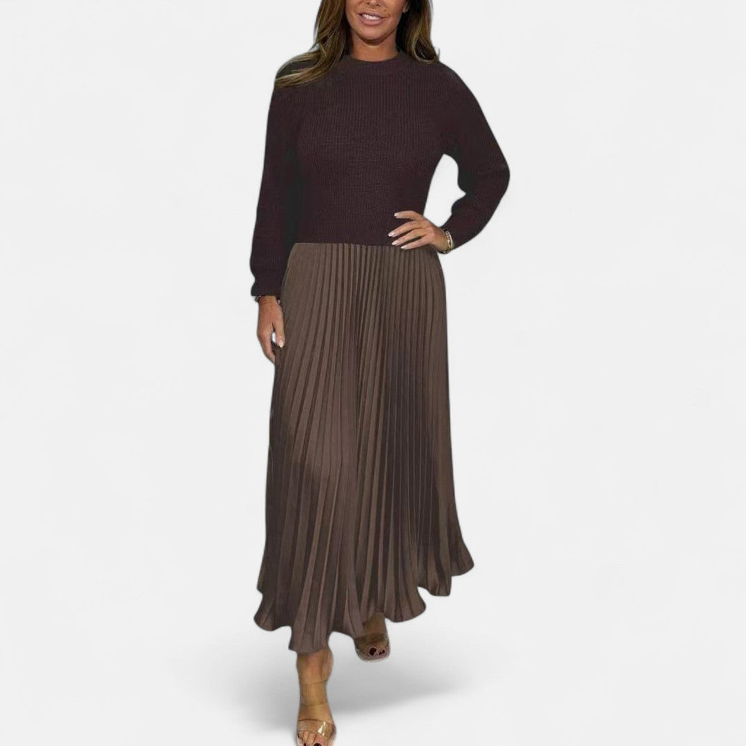 Claudia - Robe maxi avec pull et jupe plissée