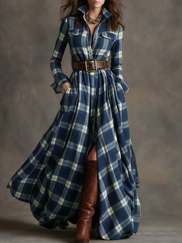 Fiona ❘ Robe longue à carreaux avec ceinture