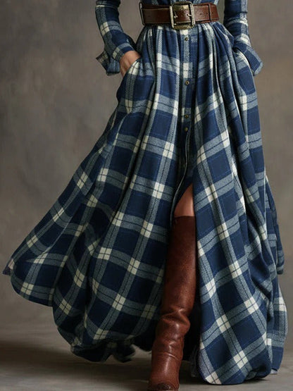 Fiona ❘ Robe longue à carreaux avec ceinture