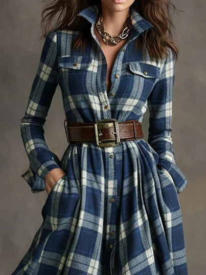 Fiona ❘ Robe longue à carreaux avec ceinture