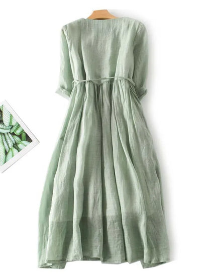 Arya - Robe à Col Rond en Dentelle avec Taille pour Femmes
