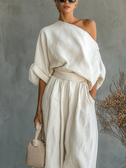 Sophie | Ensemble Top Bardot et Pantalons Tapered