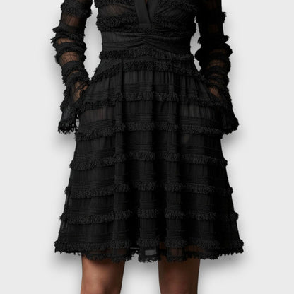 Noémie™ — Robe noire élégante à texture raffinée