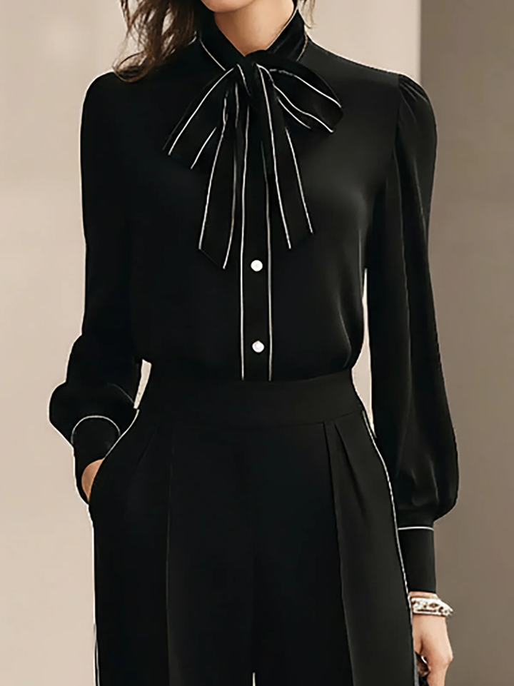 Bianca | Ensemble Blouse à Nœud Papillon et Pantalons Large