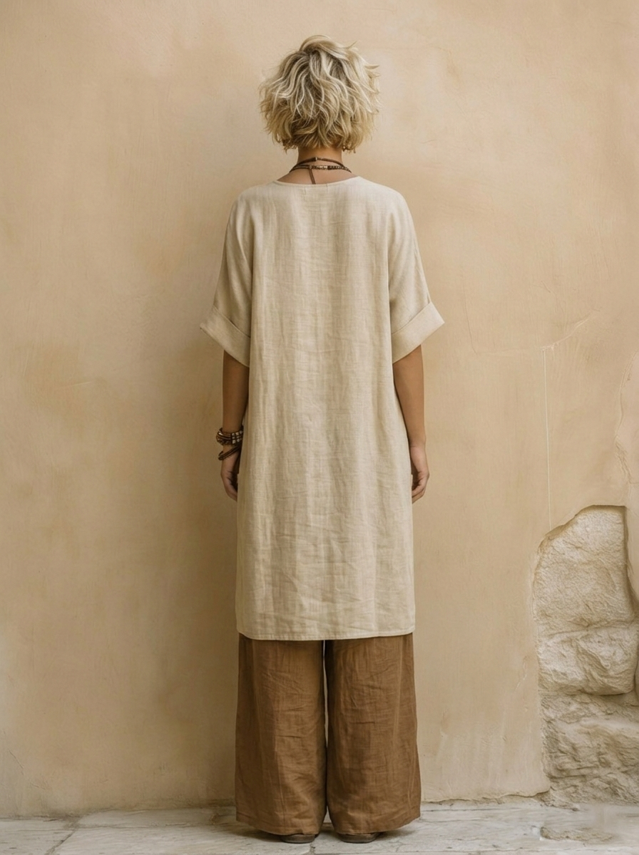 Sophie | Ensemble Trois Pièces Imprimé Tribal Gris Foncé & Marron