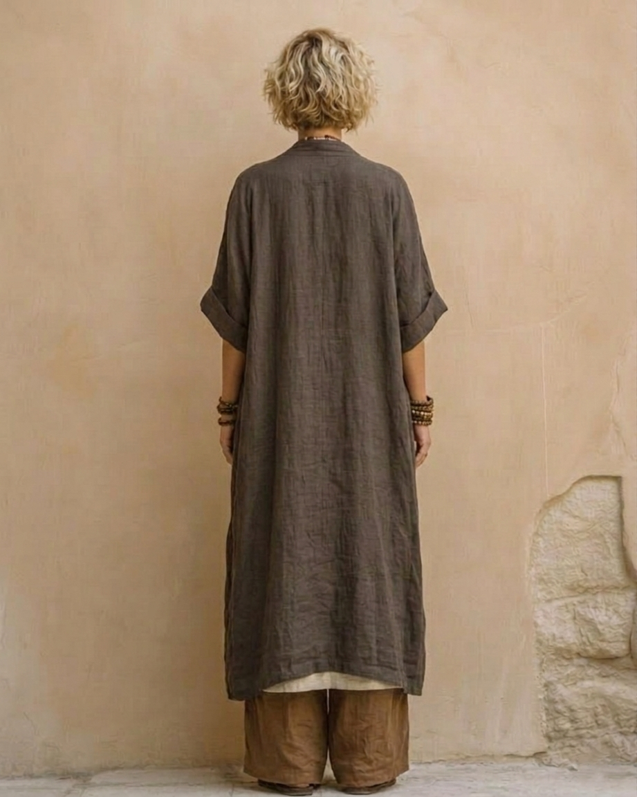 Sophie | Ensemble Trois Pièces Imprimé Tribal Gris Foncé & Marron