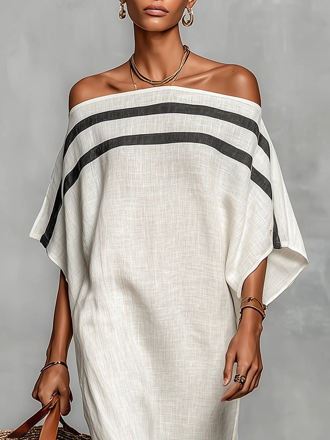 Aveline™ | Robe maxi à épaules dénudées avec manches chauve-souris
