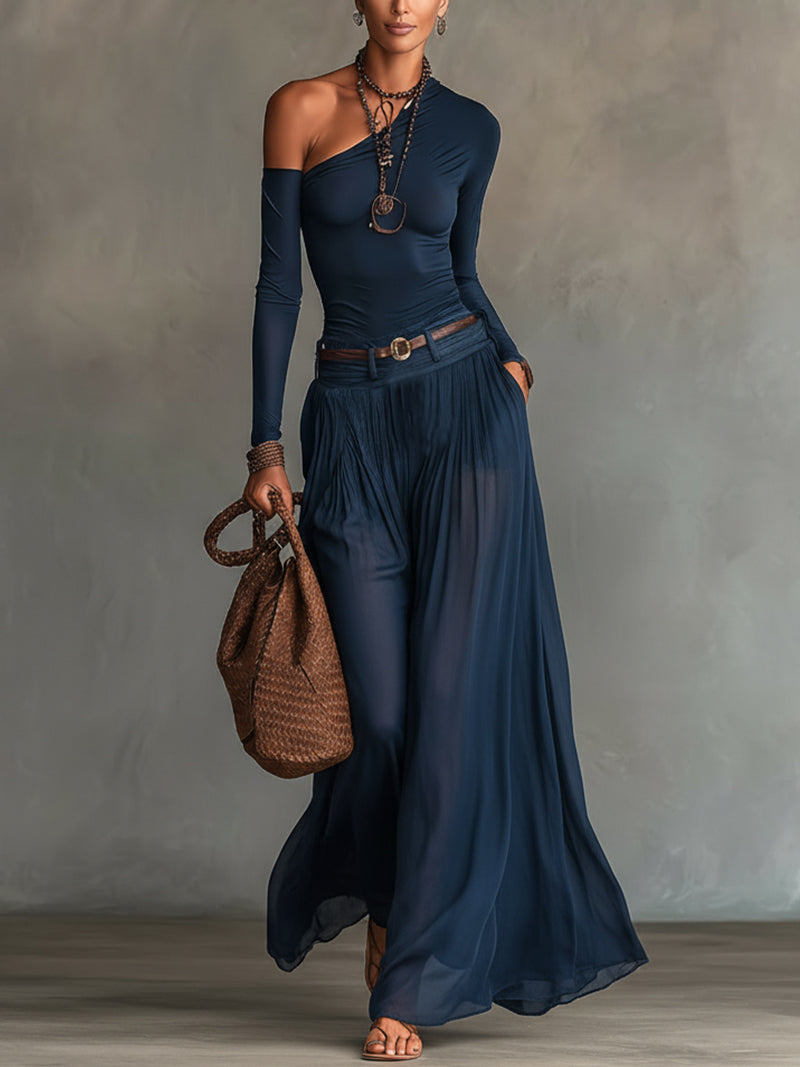 Celeste | Ensemble Top à Une Épaule et Jupe en Tulle