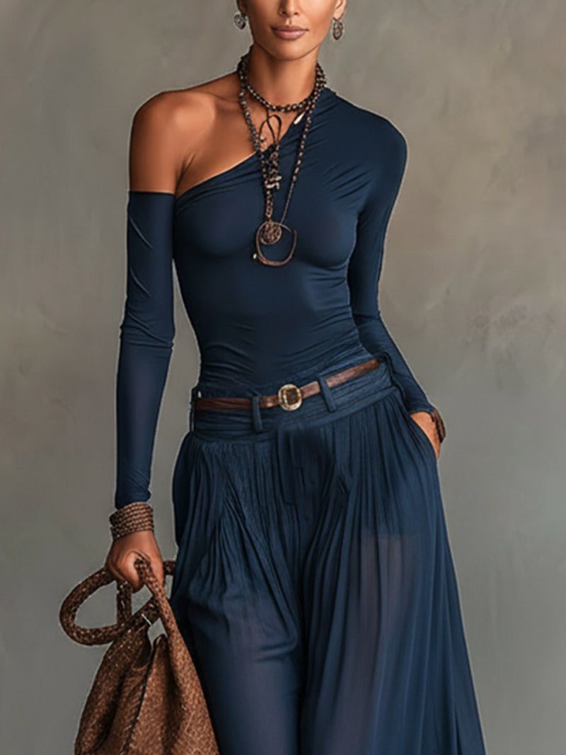 Celeste | Ensemble Top à Une Épaule et Jupe en Tulle
