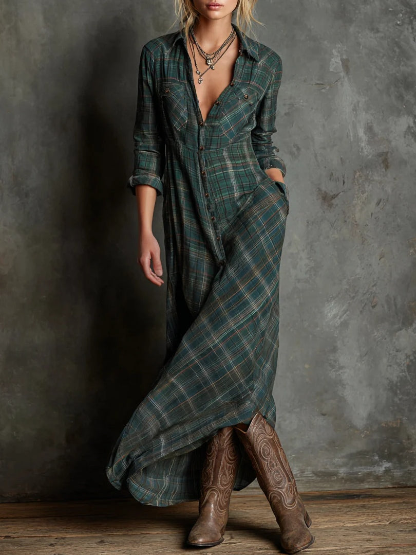 Camila | Robe Longue à Carreaux