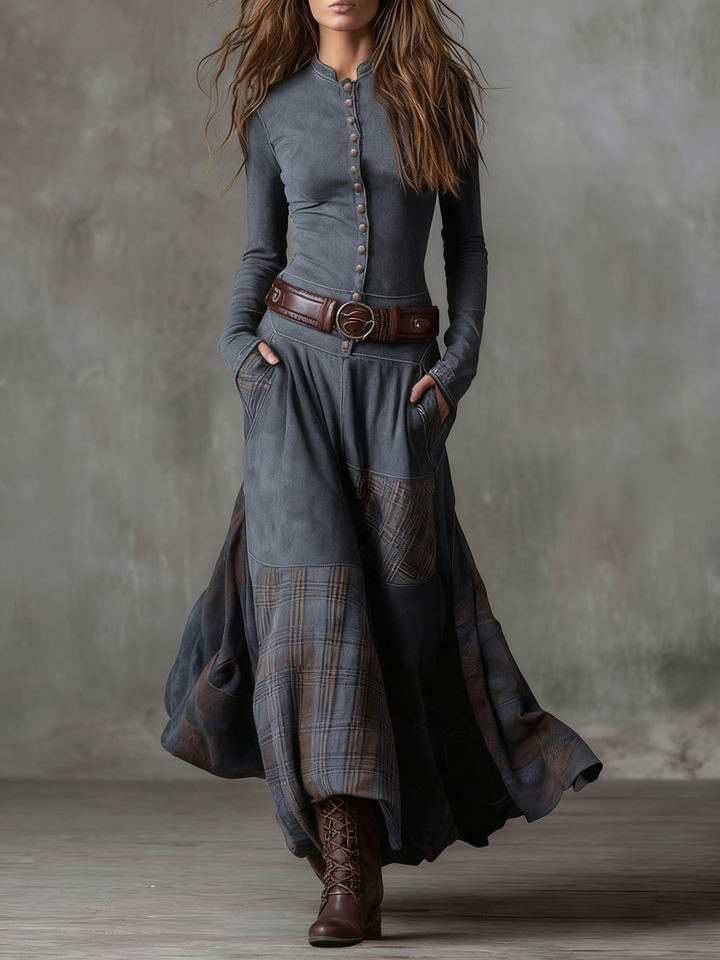 Azucena | Robe maxi en daim avec ceinture