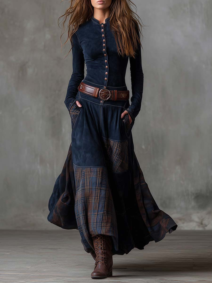 Azucena | Robe maxi en daim avec ceinture