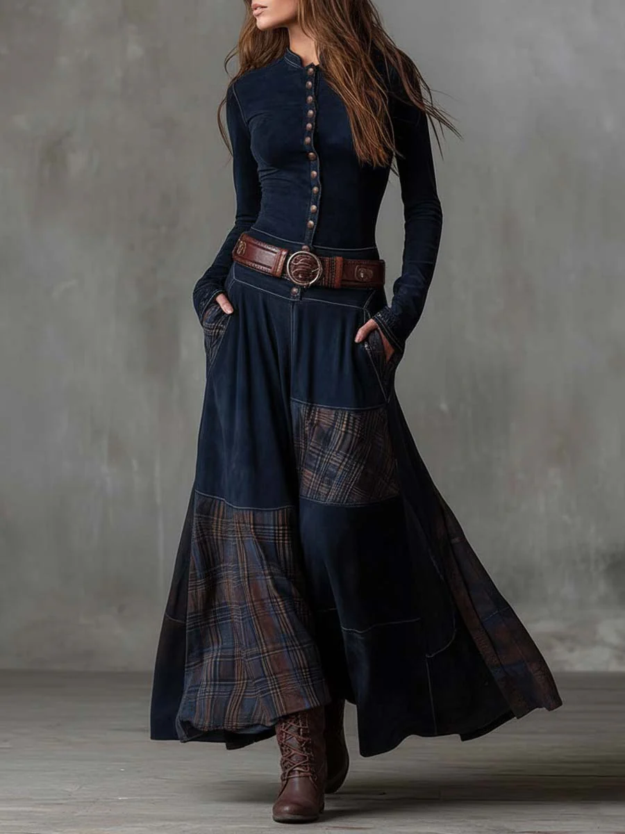 Azucena | Robe maxi en daim avec ceinture