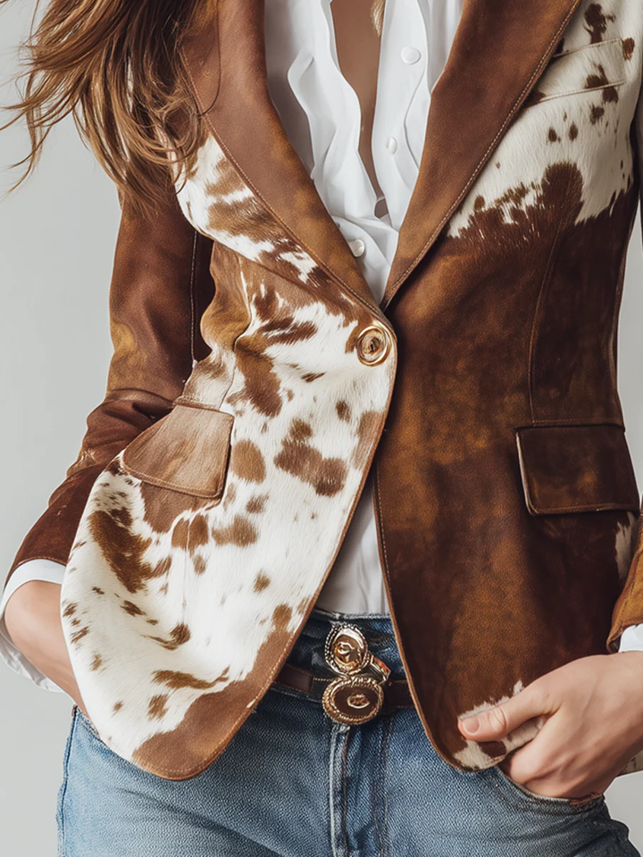 Bennett | Veste de Costume Imprimé Vache Rétro