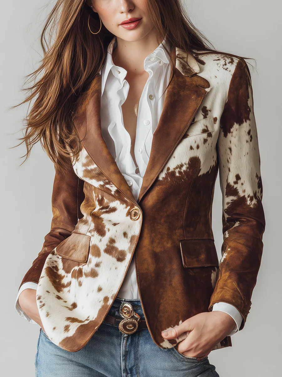Bennett | Veste de Costume Imprimé Vache Rétro