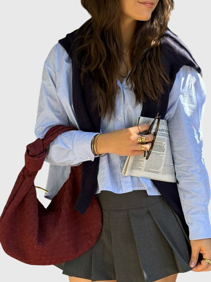 Celeste | Sac Medium Suédé Tressé avec Nœud