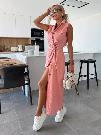 Robe Maxi en Denim - Coupe Fluide et Intemporelle