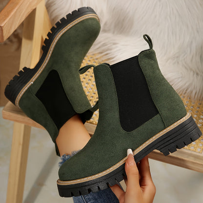 Bottines pour femmes en couleur unie avec semelle épaisse