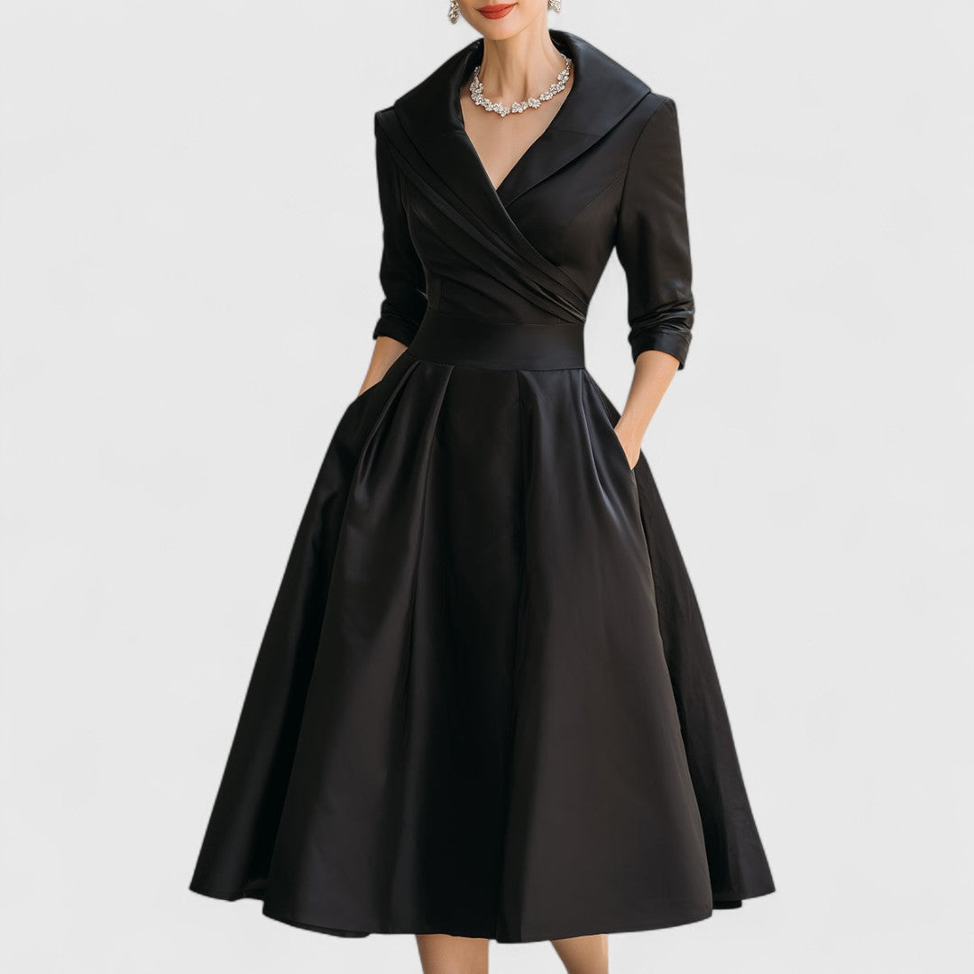 Clara – Robe Midi Élégante avec Décolleté en V
