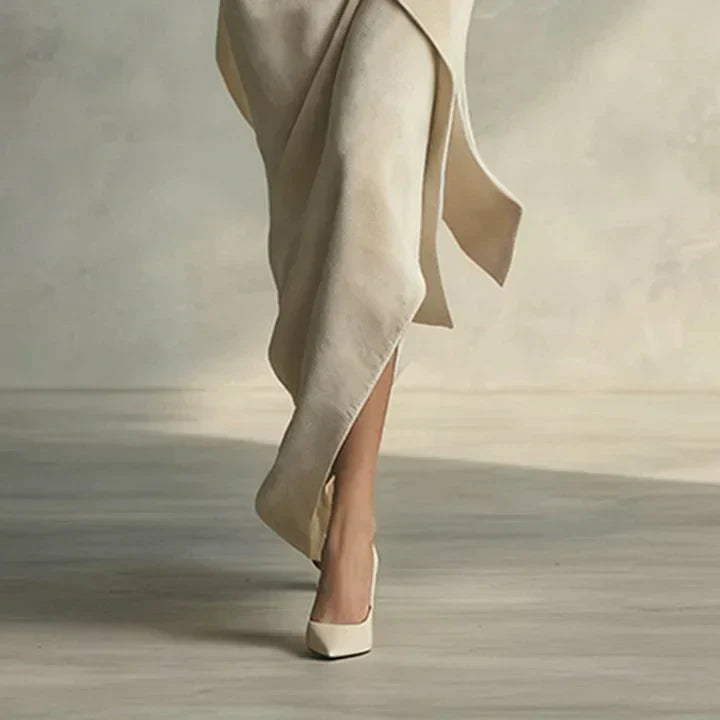 Ensemble en Velours de Couleur Unie avec Design Asymétrique