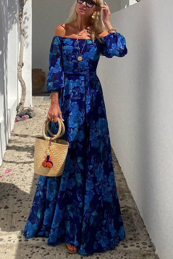 Calista | Robe Maxi Florale à Épaules Dénudées