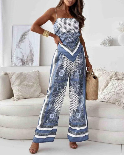 Helen | Ensemble de Vêtements à Deux Pièces avec Haut et Pantalon Élégant Prêt pour les Vacances