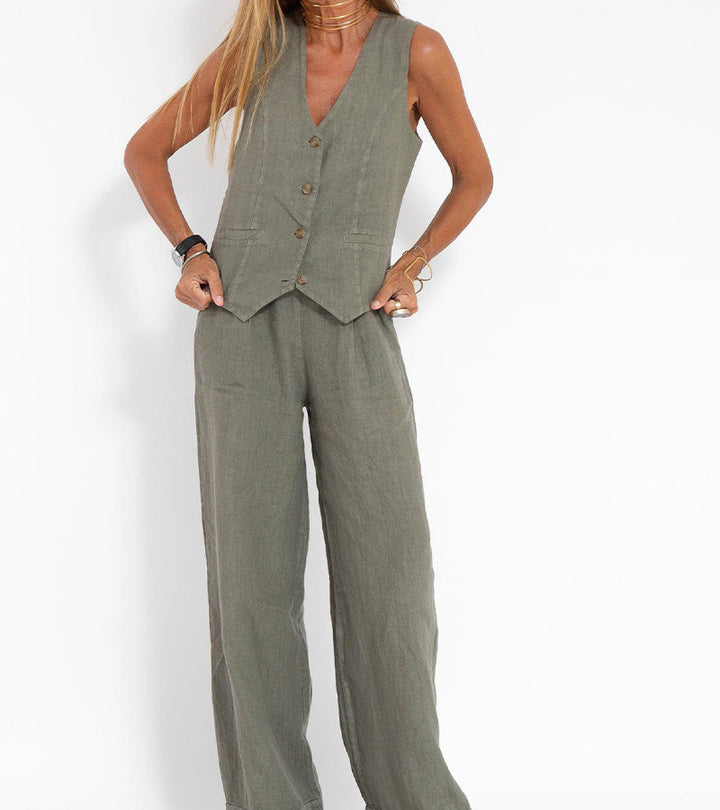 Aira - Ensemble de Gilet Boutonné & Pantalons Amples