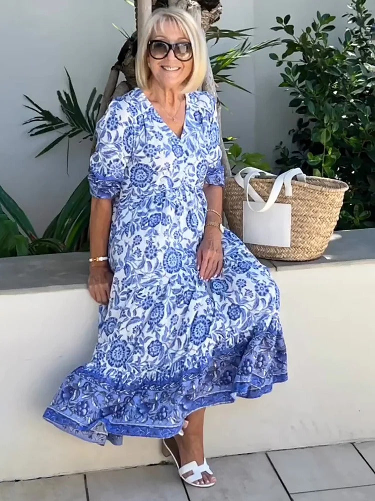 Lilara - Robe Florale Boho avec Décolleté en V Profond
